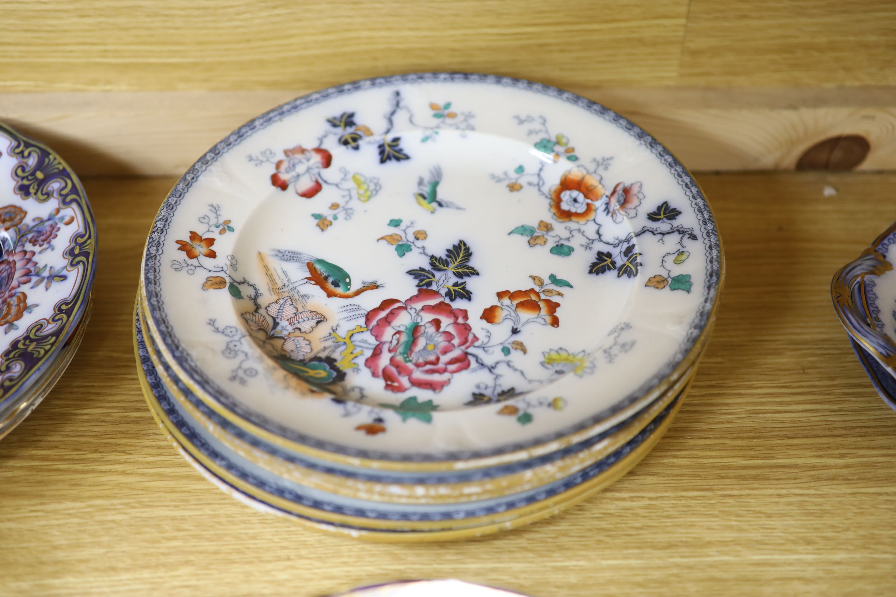 A quantity of mixed 19th century Masons style and other ceramics